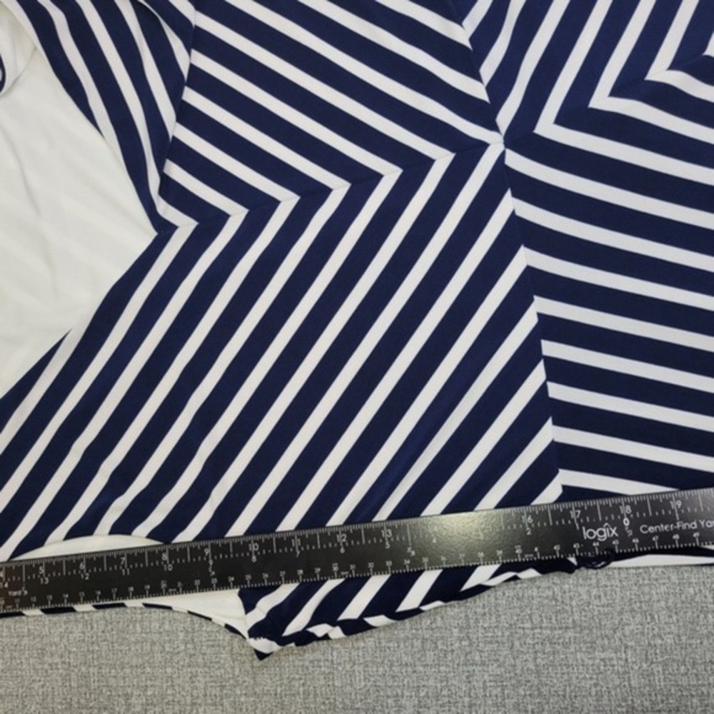 Lauren Ralph Lauren Dress XL Midi Blue White Striped Preppy Nautical V Neck - Picture 7 of 11